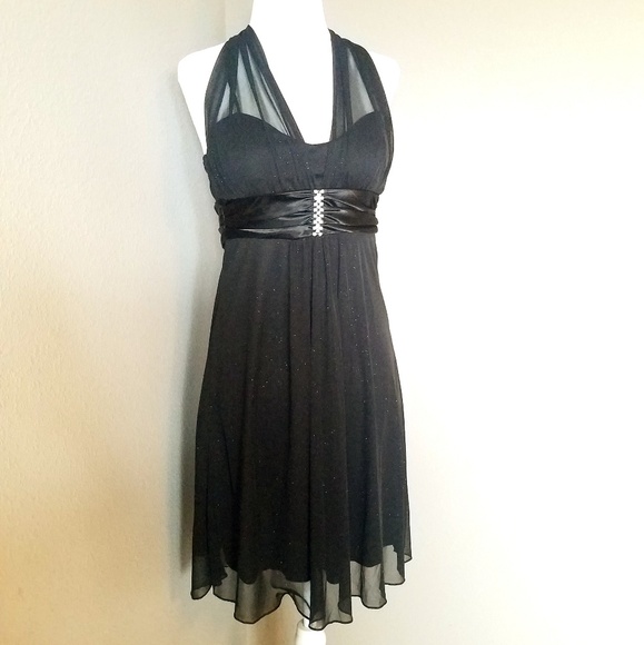 Black Shimmer Formal Halter Dress - Picture 1 of 6